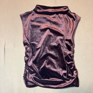Commense Velvet Mockneck Tank Top - Dark Brown / XS